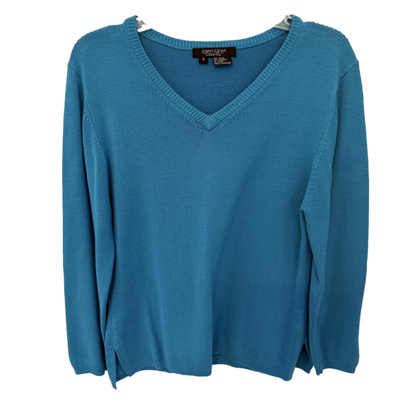 Karen Kane Sweater Set Womens Small Teal Twinset V Neck Pullover + Tank Silk - Picture 2 of 8